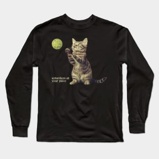 Saturdays At Your Place Cute Cat Feline Lover Long Sleeve T-Shirt